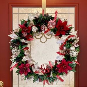 Festive Handmade Holiday Wreath with Red and Green Accents